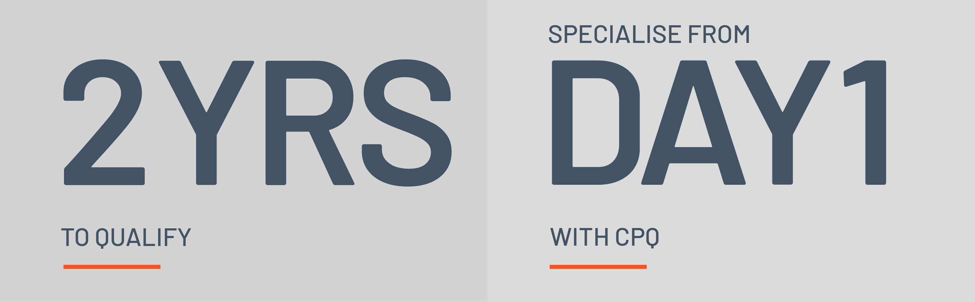 2 years to qualify. Specialise from DAY 1 with CPQ.